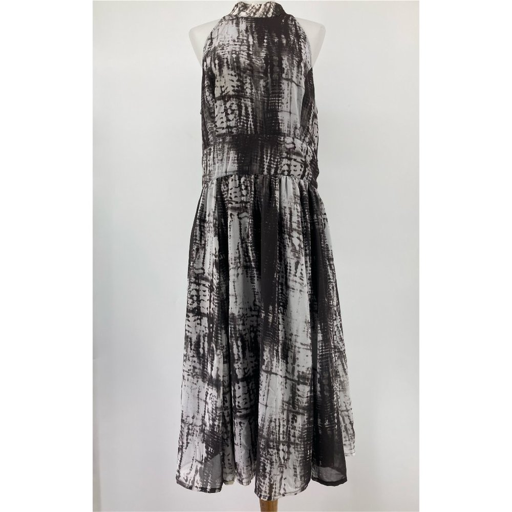 eShakti Dress Sleeveless High Neck Tie Dye Black